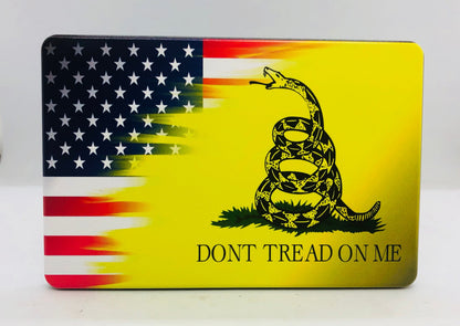 American Flag with Gadsden Flag Design Full Color Billet Aluminum Hitch Cover
