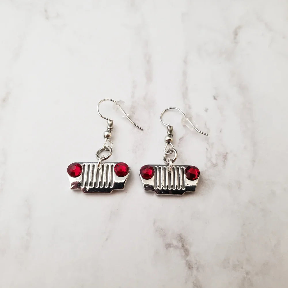 Crystal Jeep Grill Dangle Earrings