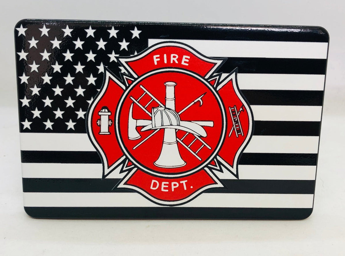 American Flag with Fire Department Maltese Cross Full Color Billet Aluminum Hitch Cover
