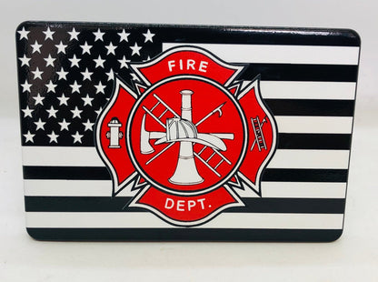 American Flag with Fire Department Maltese Cross Full Color Billet Aluminum Hitch Cover