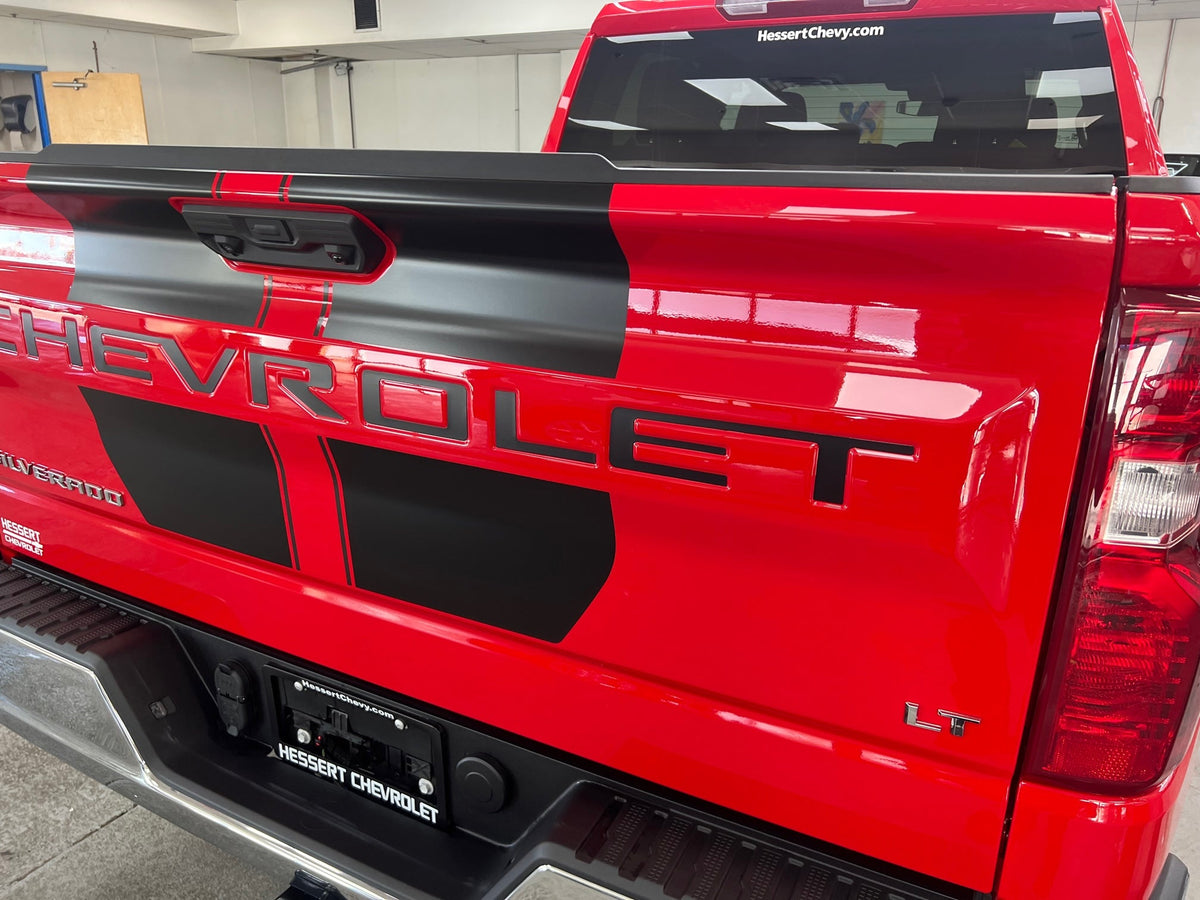 OE Style Tailgate Stripe Decals And Word Insert for 2019-2026 Chevrolet Silverado