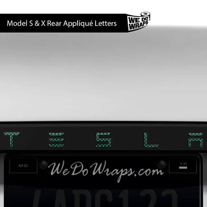 Ichimatsu Pattern Tesla Emblem Decals (Front + Back) | Model S
