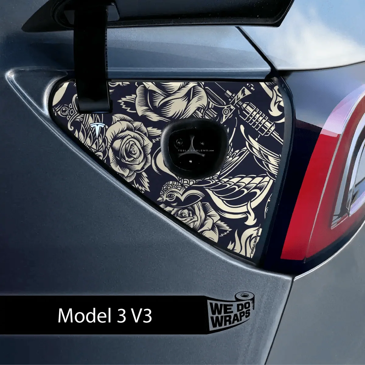 Ink & Elegance Art Tesla Charge Port Wrap | Model 3