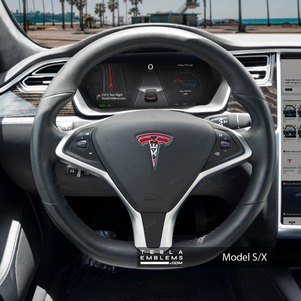 Iron Man Tesla Steering Wheel Emblem Decal