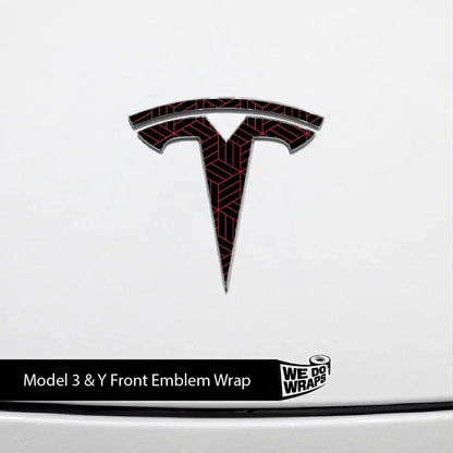 Isometric 3D Pattern Tesla Emblem Decals (Front + Back) | Model Y