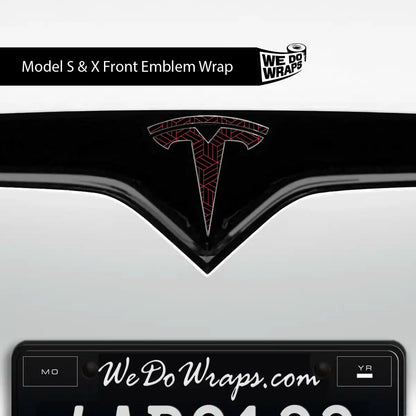 Isometric 3D Pattern Tesla Emblem Decals (Front + Back) | Model X