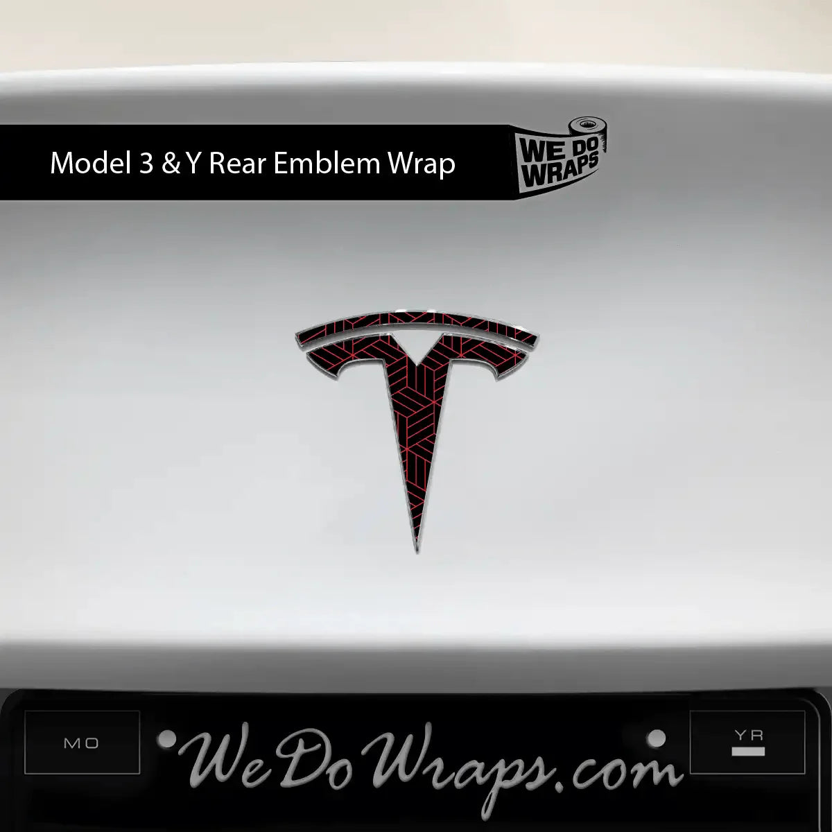 Isometric 3D Pattern Tesla Emblem Decals (Front + Back) | Model Y