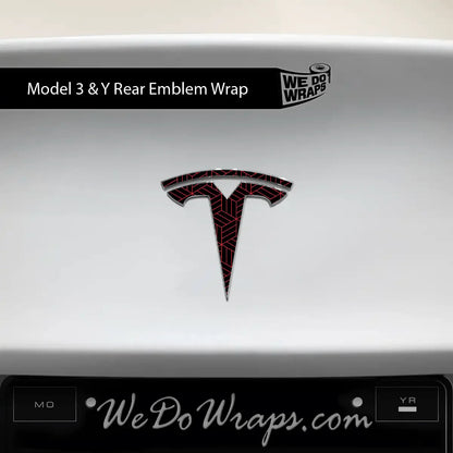 Isometric 3D Pattern Tesla Emblem Decals (Front + Back) | Model Y