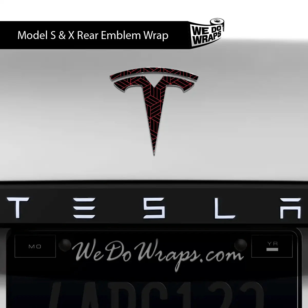 Isometric 3D Pattern Tesla Emblem Decals (Front + Back) | Model X