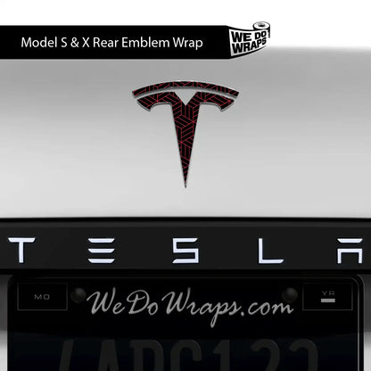 Isometric 3D Pattern Tesla Emblem Decals (Front + Back) | Model X
