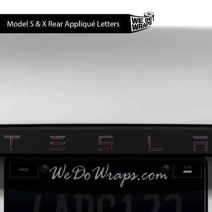 Isometric 3D Pattern Tesla Emblem Decals (Front + Back) | Model X