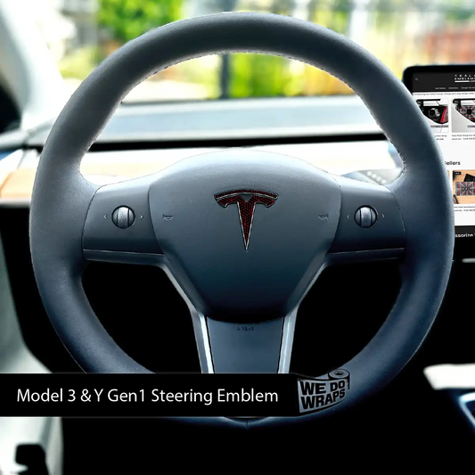Isometric 3D Pattern Tesla Steering Wheel Emblem Decal | Model Y