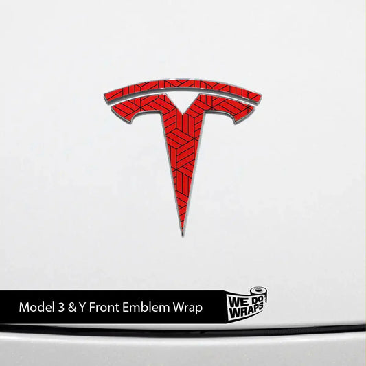Isometric 3D Pattern Tesla Emblem Decals (Front + Back) | Model Y