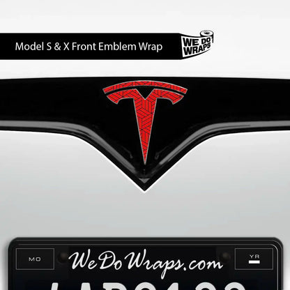 Isometric 3D Pattern Tesla Emblem Decals (Front + Back) | Model X