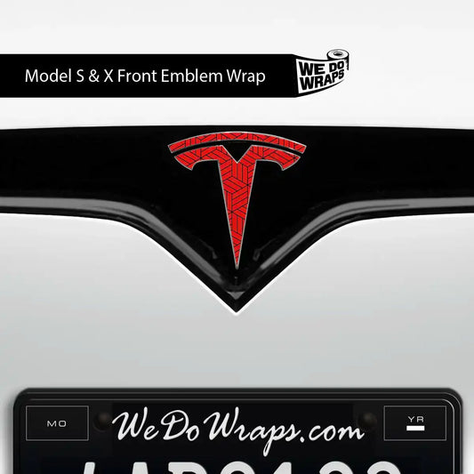Isometric 3D Pattern Tesla Emblem Decals (Front + Back) | Model S