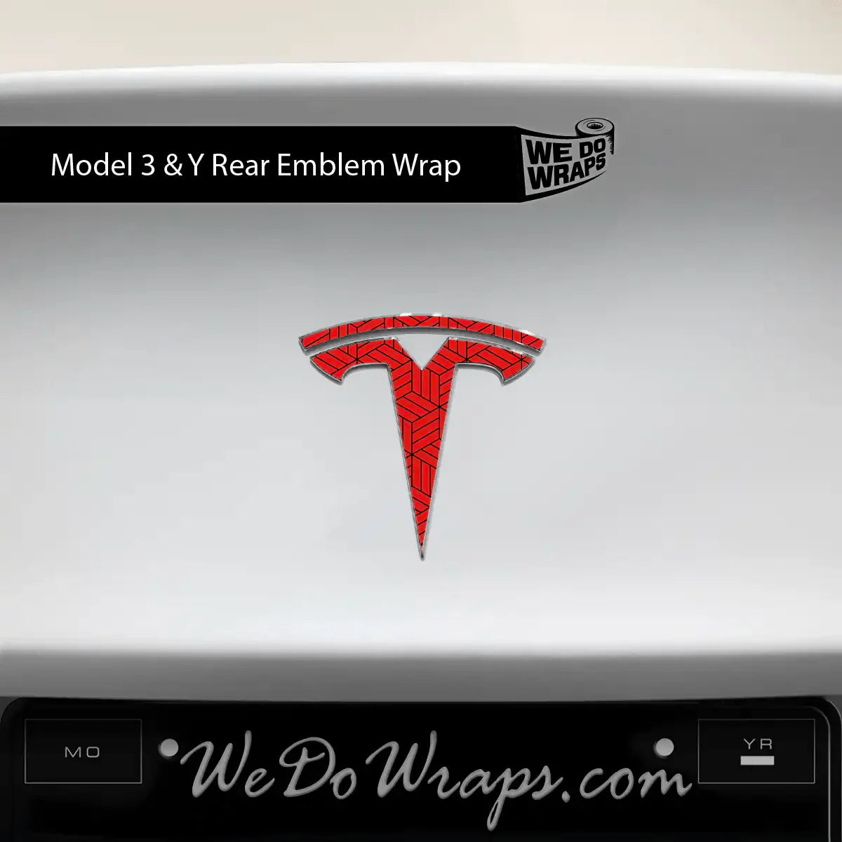 Isometric 3D Pattern Tesla Emblem Decals (Front + Back) | Model Y