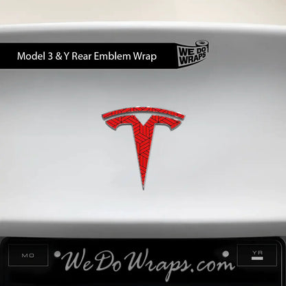 Isometric 3D Pattern Tesla Emblem Decals (Front + Back) | Model Y