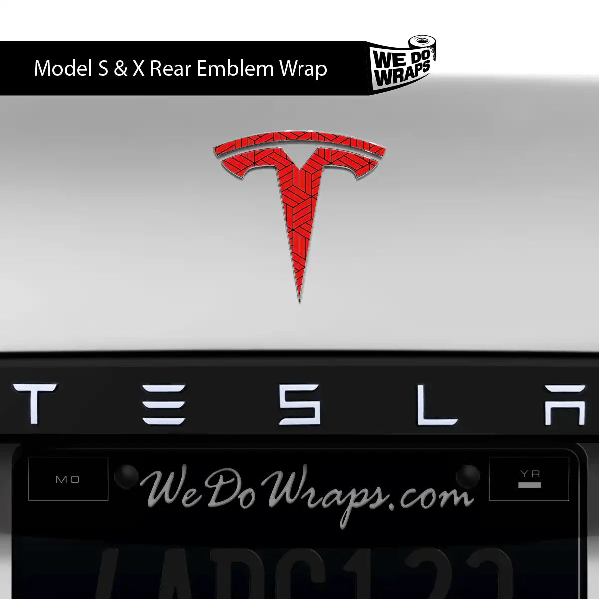 Isometric 3D Pattern Tesla Emblem Decals (Front + Back) | Model X