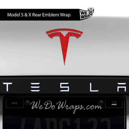Isometric 3D Pattern Tesla Emblem Decals (Front + Back) | Model X
