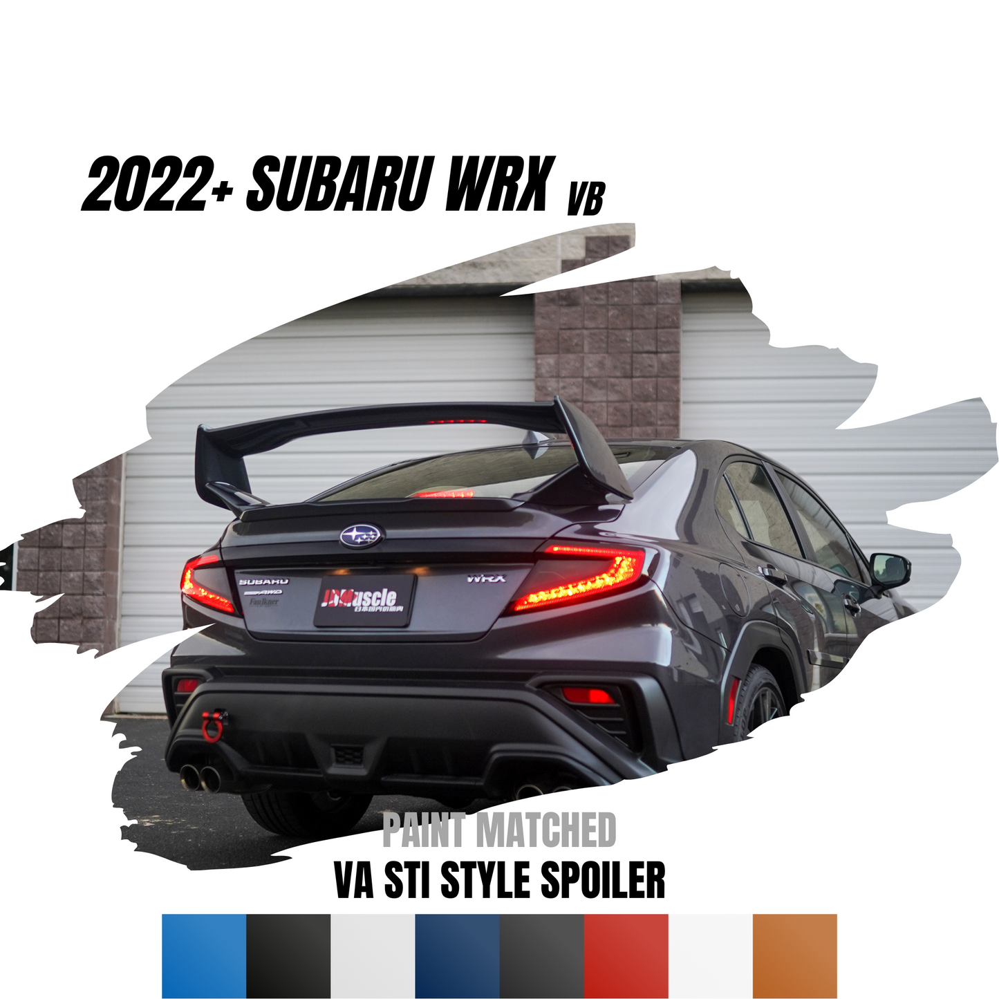 JDMuscle [22-25 WRX] VA STI Style 3-Piece Spoiler-Paint Matched/Gloss Black/ABS *Final Edition