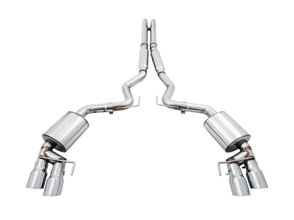 AWE Tuning Touring Edition Cat-back Exhaust for the 2018 Mustang GT - Quad Chrome Silver Tips 3015-42102