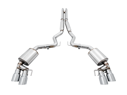 AWE Tuning Touring Edition Cat-back Exhaust for the 2018 Mustang GT - Quad Chrome Silver Tips 3015-42102