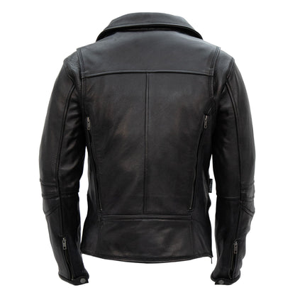 Hot Leathers JKL1034 Ladies Biker Black Leather Motorcycle Jacket with Plaid Flannel Lining