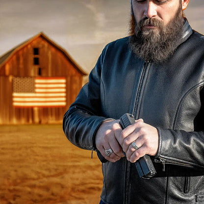 Hot Leathers JKM1027 Men’s Black ‘Carry and Conceal’ Leather Motorcycle Biker Jacket