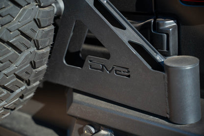 Tire Carrier on the Made to Overland Series Rear Bumper for the 2018-2024 Jeep Wrangler JL mounting point