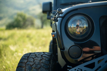 Amber running lights on the Fender Flare Deletes for the 2007-2018 Jeep Wrangler JK