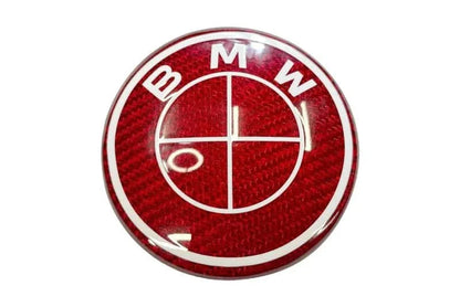 BMW Roundel Emblem Covers - Full Carbon Fiber Red and White Style