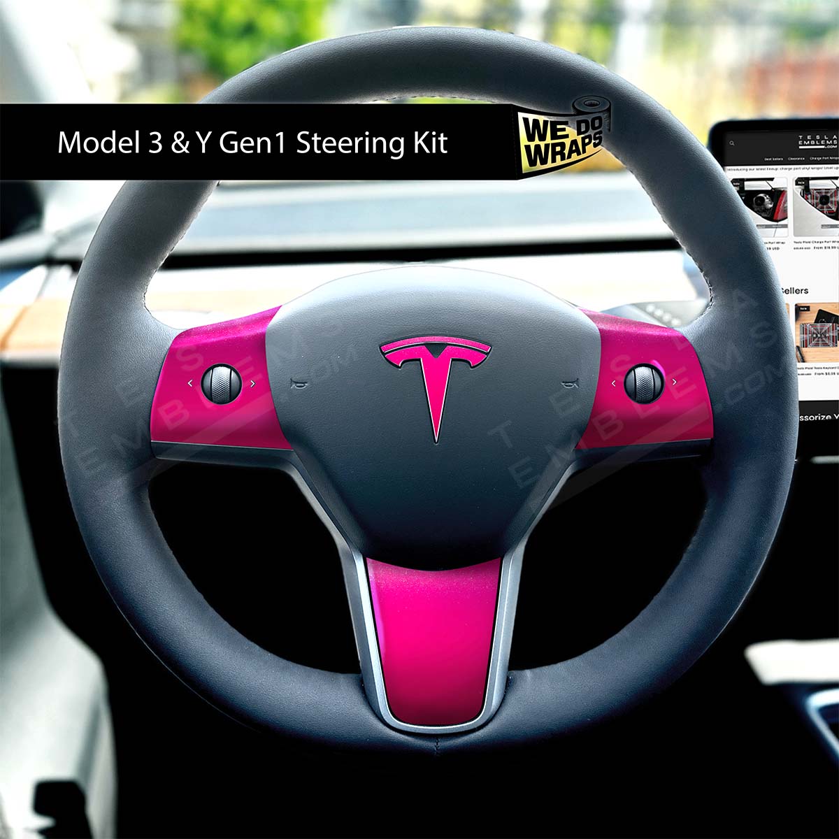 KPMF Momentum Pink Tesla Steering Wheel Wrap | M3 2017-Jan 2024