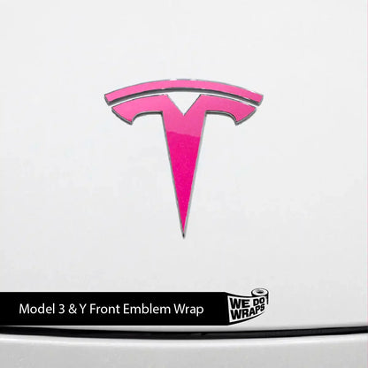 KPMF Gloss Momentum Pink Tesla Emblem Decals (Front + Back) | Model Y