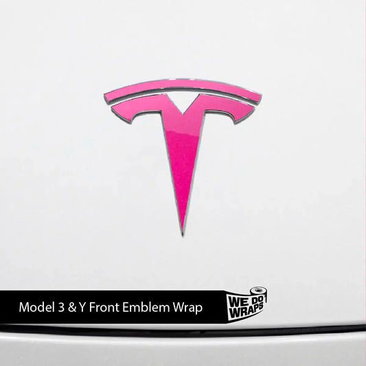 KPMF Gloss Momentum Pink Tesla Emblem Decals (Front + Back) | Model Y