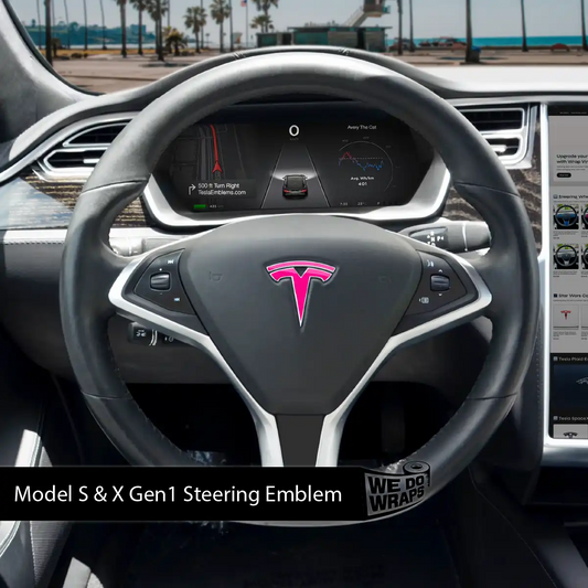 KPMF Momentum Pink Tesla Steering Wheel Emblem Decal | Model X