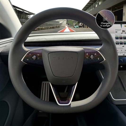 KPMF Morpheus Black Tesla Steering Wheel Trim Decal Kit | 3-piece Set | M3 Feb 2024-'25 Refresh