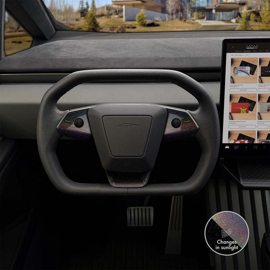 KPMF Morpheus Black Tesla Steering Wheel Trim Decal Kit (3pcs) | Cybertruck