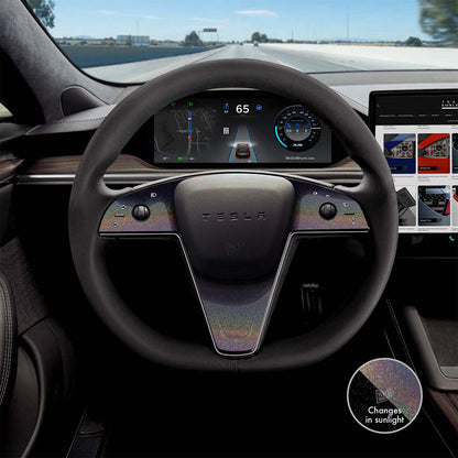KPMF Morpheus Black Tesla Steering Wheel Trim Decal Kit (3pcs) | Model X ’21-26