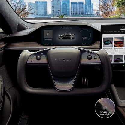 KPMF Morpheus Black Tesla Steering Wheel Trim Decal Kit (3pcs) | Model S ’21-26