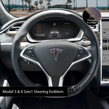 KPMF Morpheus Black Tesla Steering Wheel Emblem Decal | Model S