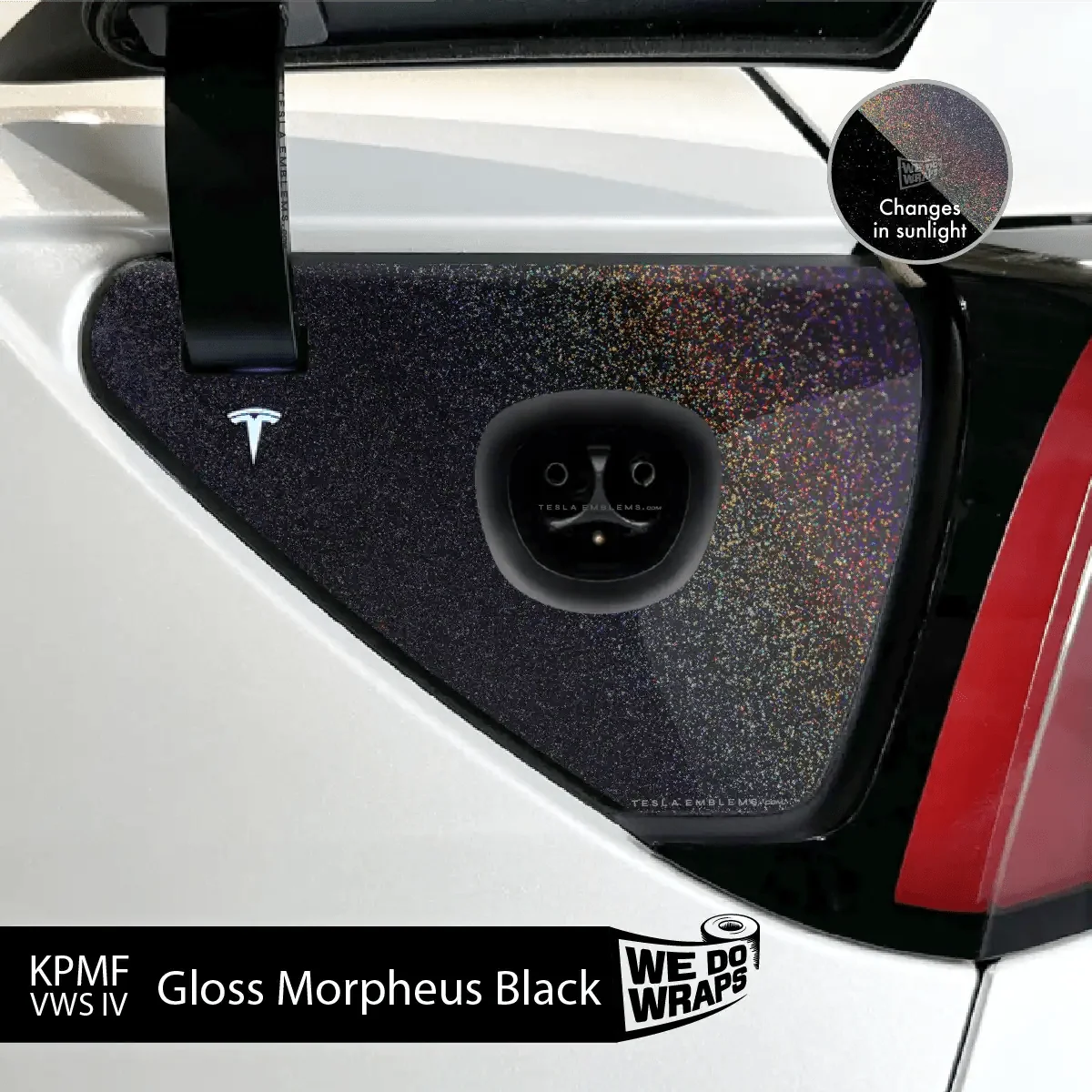 KPMF Gloss Morpheus Black Tesla Charge Port Wrap | Model 3