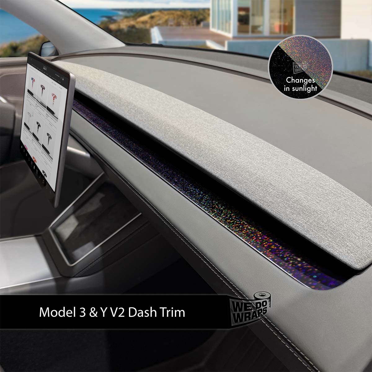 KPMF Gloss Morpheus Black Tesla Dash Trim Wrap | Model Y 2026