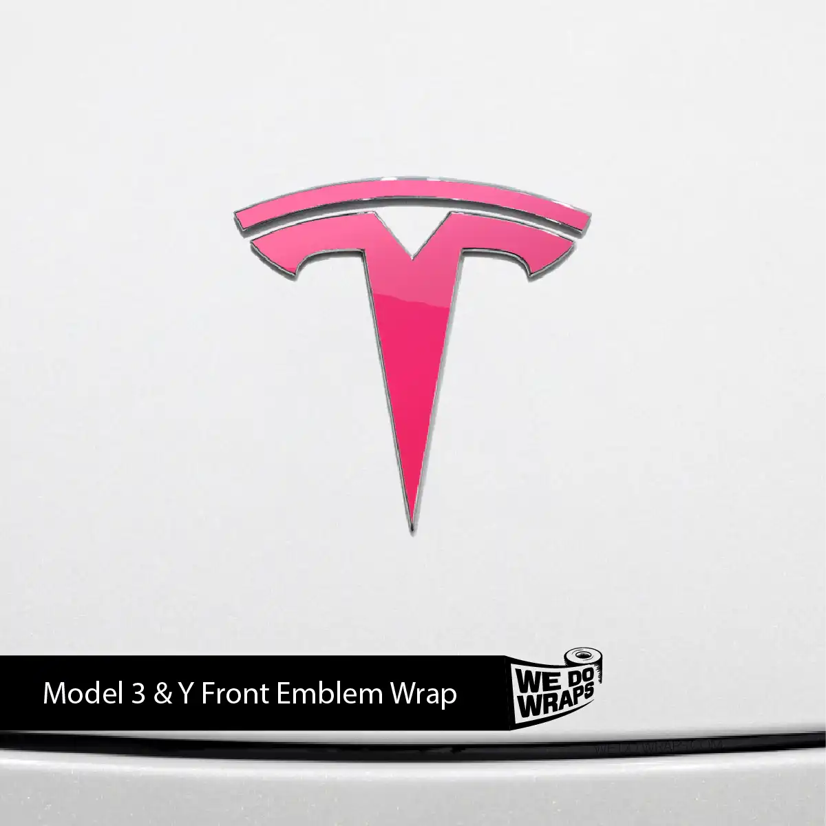 Avery Gloss Pool Party Pink Tesla Emblem Decals (Front + Back) | Model Y
