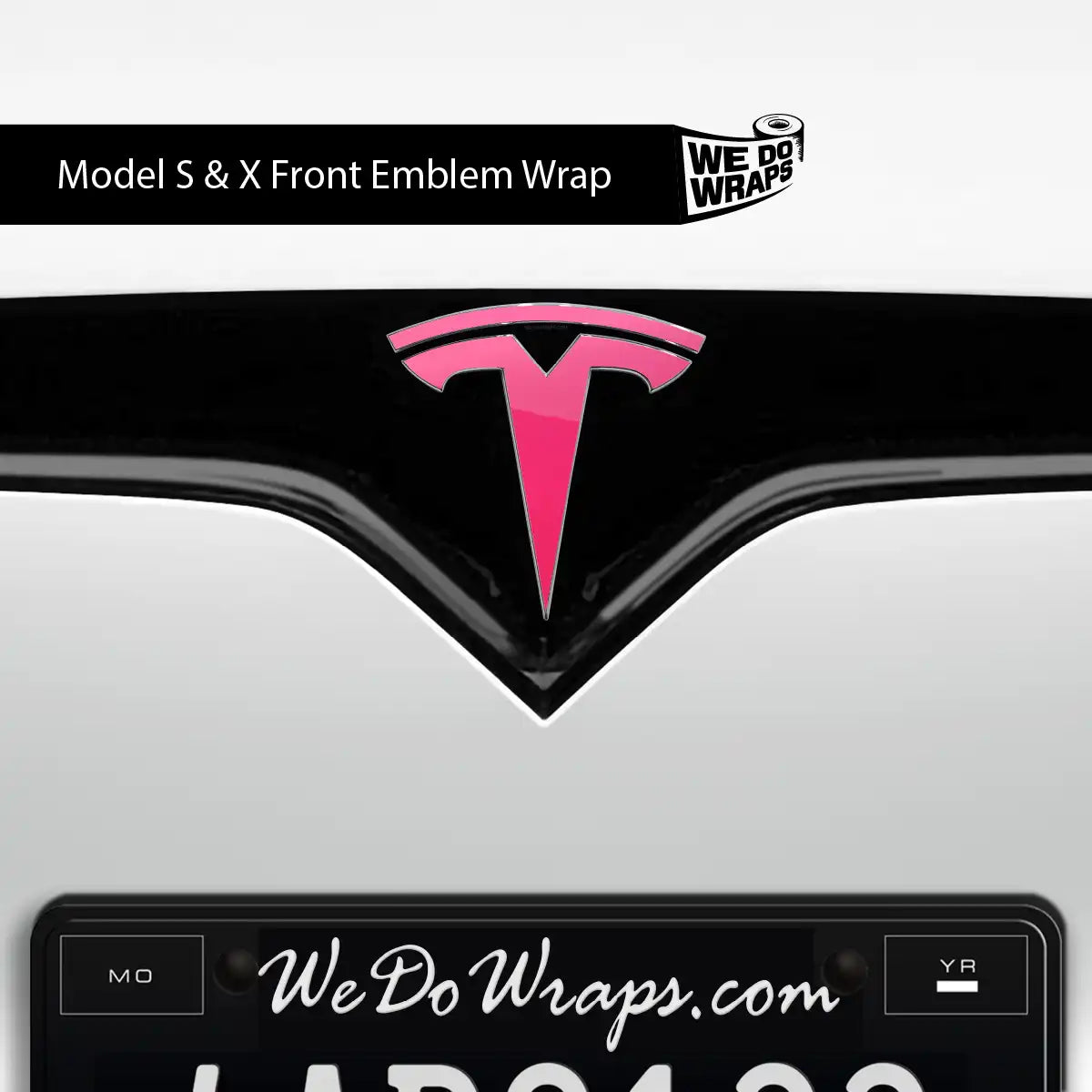 Avery Gloss Pool Party Pink Tesla Emblem Decals (Front + Back) | Model X