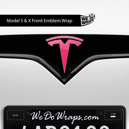 Avery Gloss Pool Party Pink Tesla Emblem Decals (Front + Back) | Model X