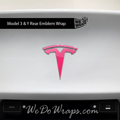 Avery Gloss Pool Party Pink Tesla Emblem Decals (Front + Back) | Model Y