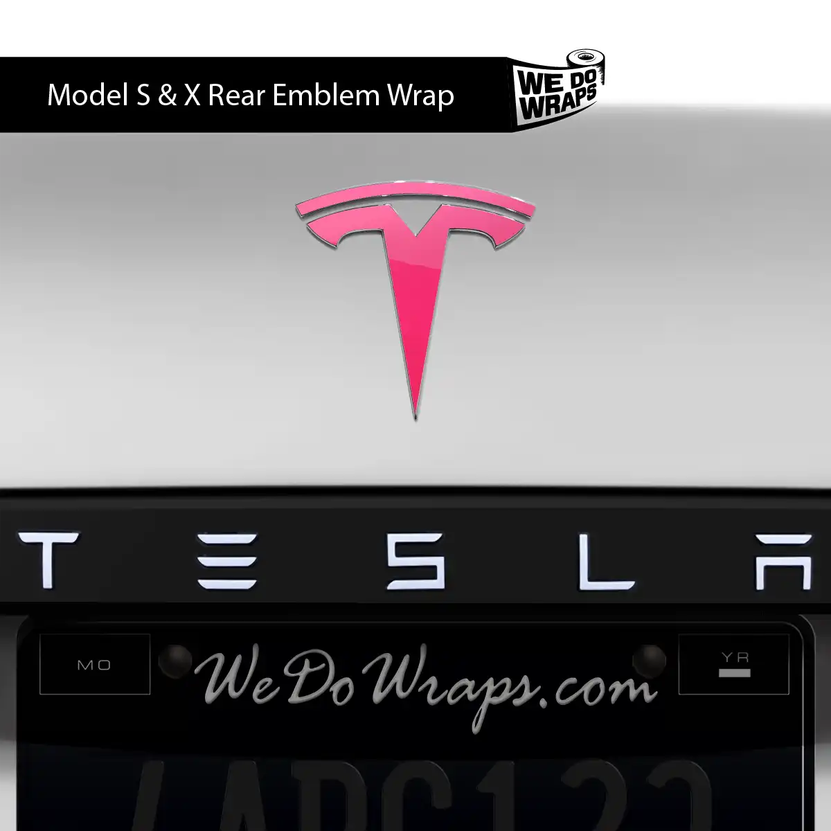 Avery Gloss Pool Party Pink Tesla Emblem Decals (Front + Back) | Model X
