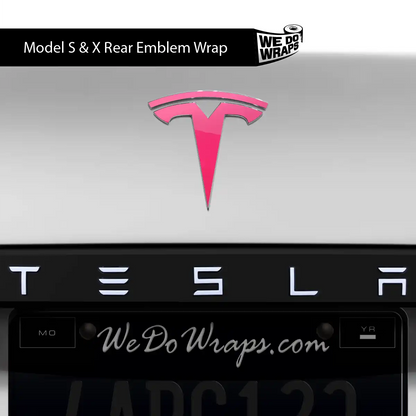 Avery Gloss Pool Party Pink Tesla Emblem Decals (Front + Back) | Model X