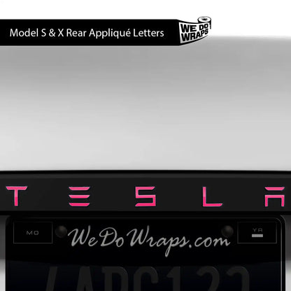 Avery Gloss Pool Party Pink Tesla Emblem Decals (Front + Back) | Model S
