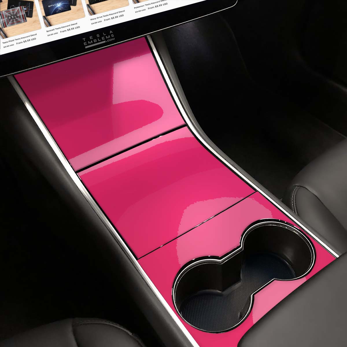 Avery Gloss Pool Party Pink | Tesla Center Console Wrap Kit | Model 3 ’17-20